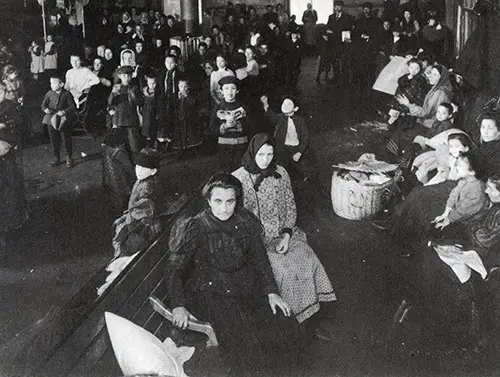 Detained Immigrants in a Waiting Room at Ellis Island