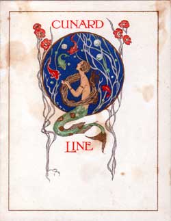 Children's Party Menu, Cunard Line RMS Aquitania, 1924