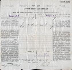 Immigrant Passage Contract - Sweden to New York, Cunard Line Campania 1897