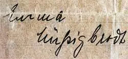 Close up of Signiture from Front side of Passenger Contract
