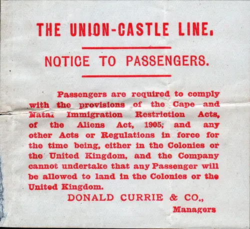 Notice to Passengers