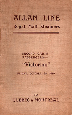 Front Cover - 1910-10-28 RMS Victorian