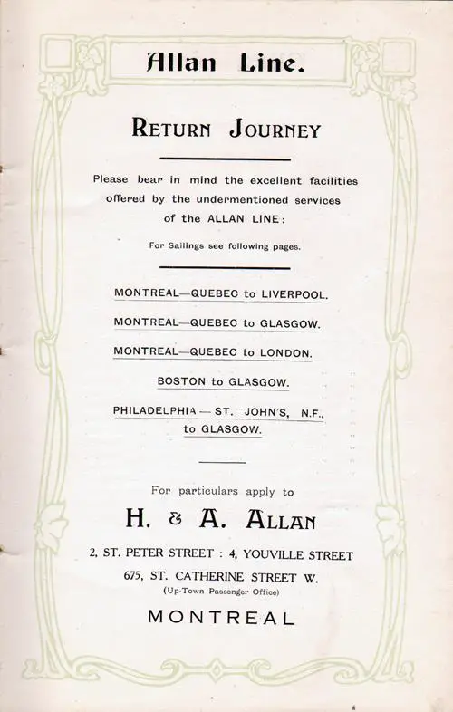 Promotion: Return Journey on the Allan Line Information.