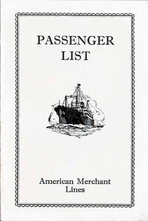 Front Cover - 17 May 1929 Passenger List, SS American Shipper, American Merchant Lines
