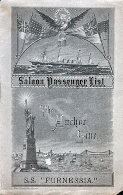 23 August 1888 Passenger Manifest for the SS Furnessia