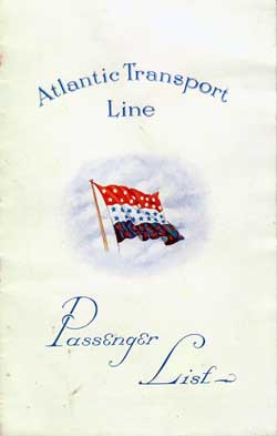 Passenger Manifest, Atlantic Transport Line SS Minnekahda 1928