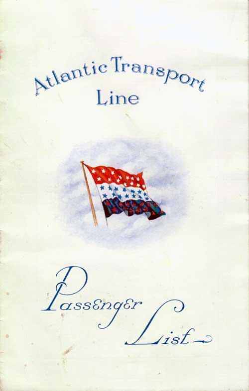 Passenger List, Atlantic Transport Line SS Minnekahda 1928