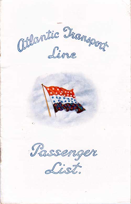 Front Cover - 21 July 1928 Passenger List, SS Minnekahda, Atlantic Transport Line