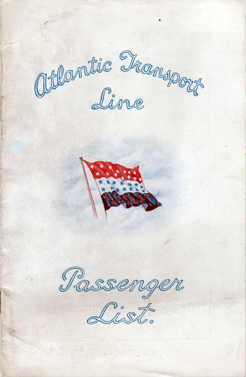 Front Cover - 12 July 1930 Passenger List, SS Minnekahda, Atlantic Transport Line