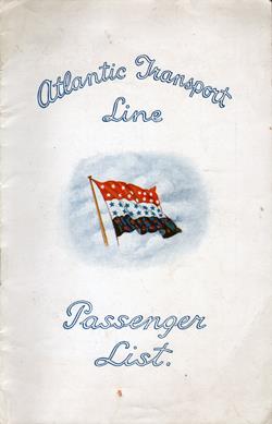 Front Cover, Passenger Manifest, SS Minnesota, Atlantic Transport Line, September 1928