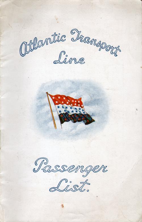 Front Cover, Passenger List, SS Minnesota, Atlantic Transport Line, September 1928