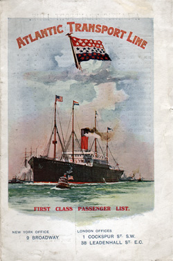 Passenger Manifest, Atlantic Transport Line SS Minnetonka, 1914-08-29 London to New York