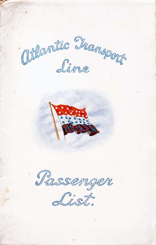 Front Cover - 25 August 1928 Passenger List, SS Minnewaska, Atlantic Transport Line