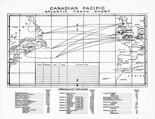 Canadian Pacific Atlantic Track Chart with Approximate Distances, 1937.