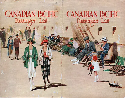 Front Cover, SS Empress of France Passenger List for 18 August 1928.