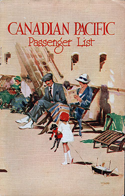 Front Cover, 1928-08-18 SS Empress of France Passenger List