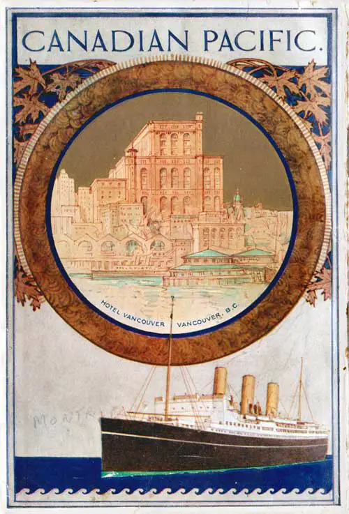 Back Cover, Cabin Passenger List for the SS Montroyal of the Canadian Pacific Line, Departing 5 September 1924 from Liverpool to Québec.