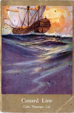 Passenger List, Cunard Line RMS Andania - 1923 - Back Cover