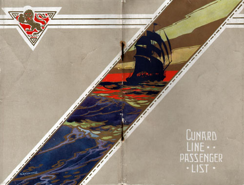 Passenger List, RMS Aquitania, Cunard Line, July 1924, Southampton to New York 