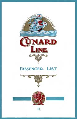 1923-09-15 Passenger Manifest for the RMS Berengaria