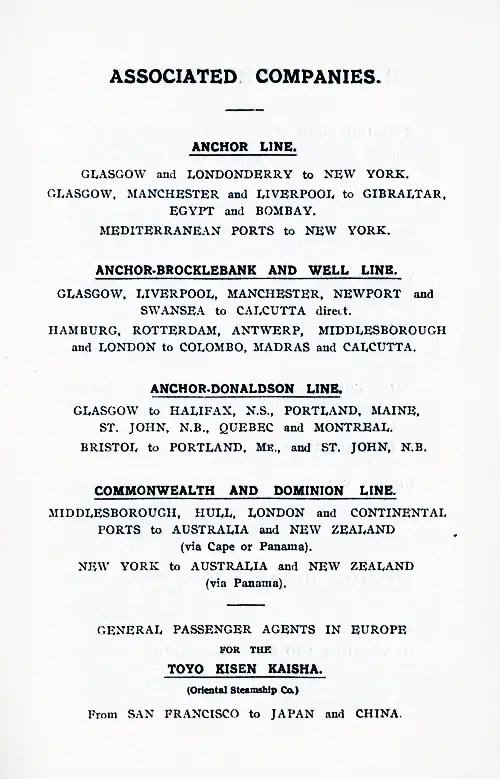 Cunard Line Associated Companies, 1923.