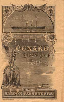 1895-08-31 Passenger Manifest for the SS Campania