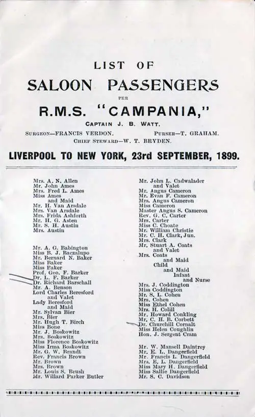 Saloon passengers are among the wealthiest and most connected people.