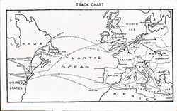 Track Chart of the Atlantic Ocean for the Cunard Line RMS Carmania, 1913.