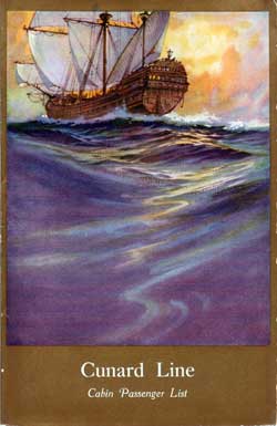 Passenger List, Cunard Line RMS Carmania - 1924