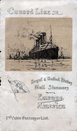 Passenger Manifest, Cunard Line RMS Caronia 1911