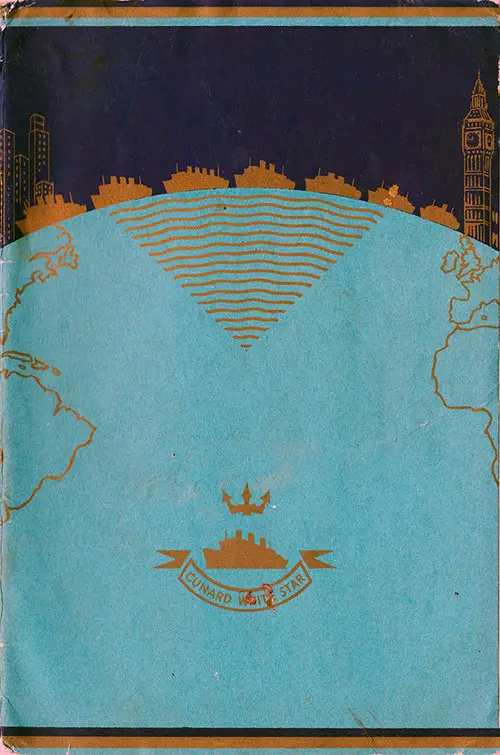 Front Cover of a Tourist Class Passenger List for the RMS Queen Elizabeth of the Cunard Line, Departing Thursday, 11 September 1947 from Southampton to New York