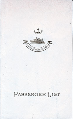 1939-07-12 Passenger Manifest for the RMS Queen Mary