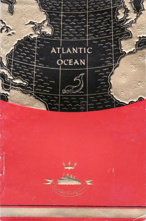 Front Cover of a Cabin Class Passenger Lists for the RMS Samaria of the Cunard Line, Departing Friday, 24 July 1936 from Liverpool to Boston and New York via Belfast and Greenock, Commanded by Captain J. McRostie.