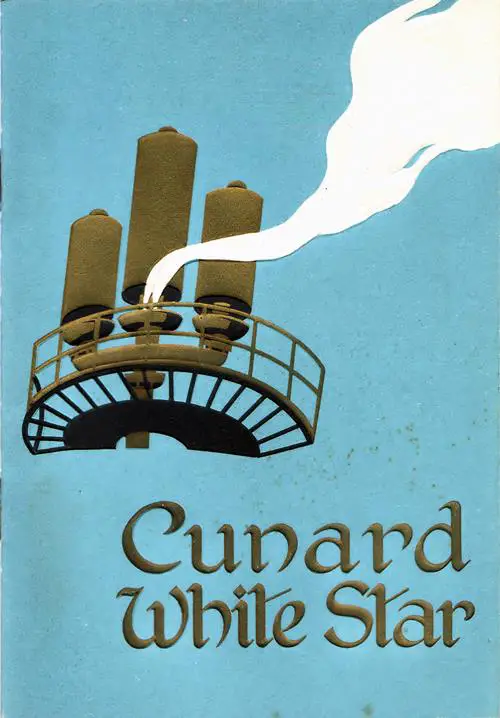 Front Cover of a Tourist Passenger List for RMS Scythia of the Cunard Line, Departing Saturday, 14 September 1935 from Liverpool to Boston and New York via Cobh