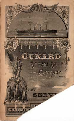 1887-06-18 Passenger Manifest for the SS Servia