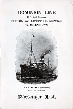 1898-01-15 Passenger Manifest for the SS Canada