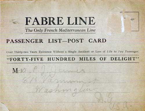 Passenger List, TSS Sant Anna, Fabre Line, June 1913