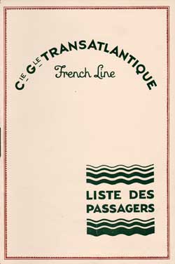1929-06-06 Passenger Manifest for the SS De Grasse