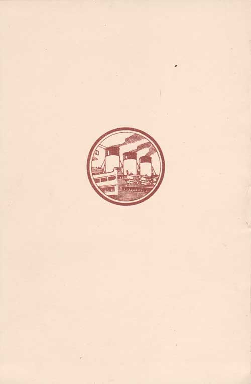Back Cover, Cabin Passenger List for the SS De Grasse of the French Line, Departing 6 June 1929 from New York to Le Havre