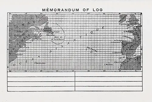 Track Chart and Memorandum of Log (Unused), SS France Passenger List, 27 September 1924.