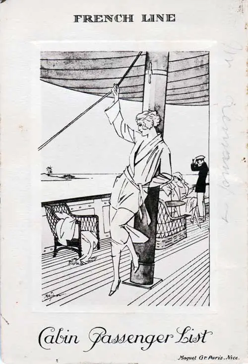 Back Cover, SS La Savoie Cabin Passenger List, 6 October 1923.