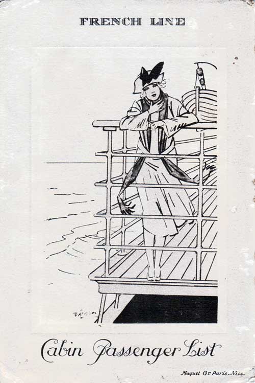 Back Cover, SS Paris Passenger List, 11 October 1924.