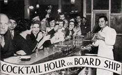 Cocktail Hour on the S.S. Monarch of Bermuda of the Furness Bermuda Line