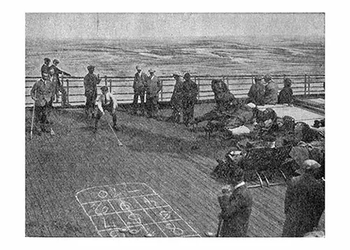 SS Albert Ballin Third Class Passengers Playing Sports on Deck.