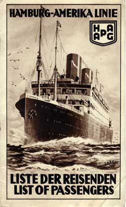 Passenger Manifest, Hamburg Amerika Linie, Cleveland, 10 December 1926