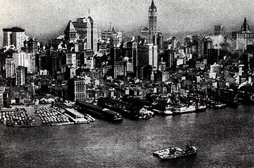 Bird's Eye View of Manhattan Skyscrapers, New York Viewed by Passengers of the SS Deutschland.