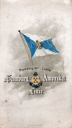Front Cover, Passenger Manifest S. S. Fürst Bismarck, Hamburg America Line 1902