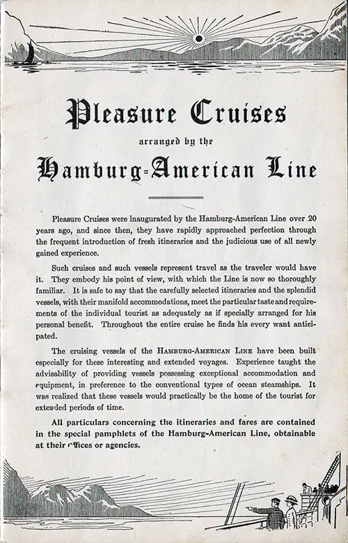 Pleasure Cruises Arranged by the Hamburg-American Line, 1911.