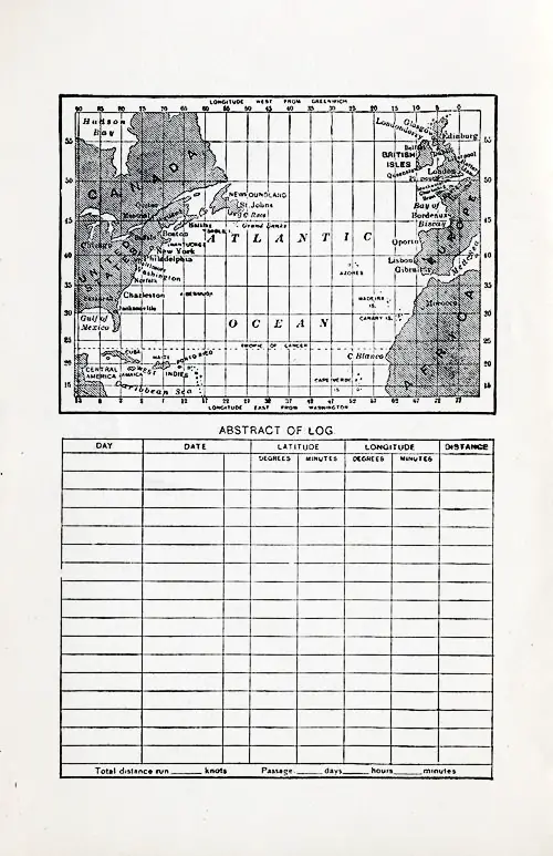 Track Chart and Abstract of Log (Unused), SS Nieuw Amsterdam Passenger List, 29 May 1915.