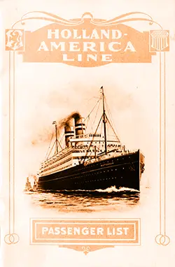 Passenger Manifest, SS Rotterdam, Holland-America Line, August 1912, Rotterdam to New York